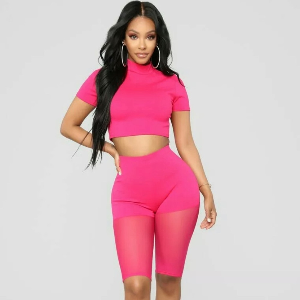 Hot pink Fashion Nova biker set